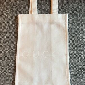 Gucci white sandal Canvas Tote with Subtle Logo